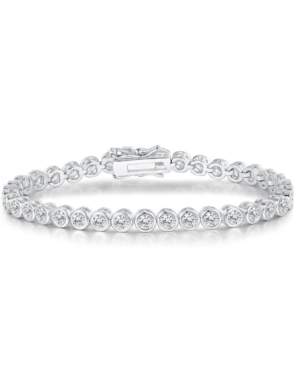 Elegant Tennis Bracelet for Women, 18K White Gold Plated CZ Jewelry, Gift-Ready